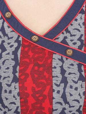 red cotton printed straight kurta - 13024901 - Standard Image - 4