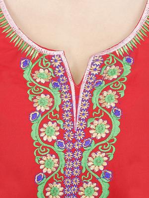 multi colored cotton embroidered long kurta - 13024926 - Standard Image - 4