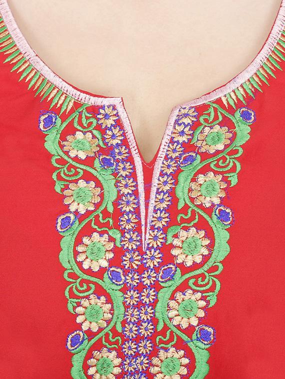 multi colored cotton embroidered long kurta - 13024926 - Zoom Image - 4
