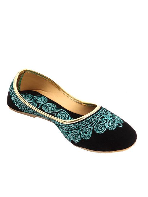 black Embroidered Slip On Jutis - 13027704 - Very Small Image - 1