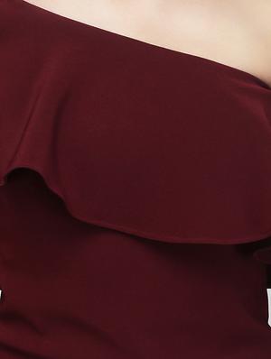 ruffle trim single shoulder top - 13048169 - Standard Image - 4
