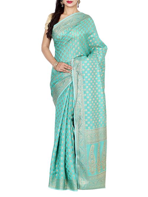 Zari floral banarasi saree with blouse - 13056380 - Standard Image - 1