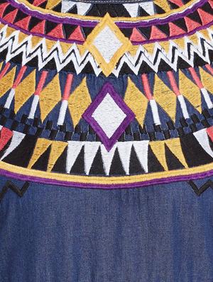 blue embroidered georgette maxi dress - 13061122 - Standard Image - 4