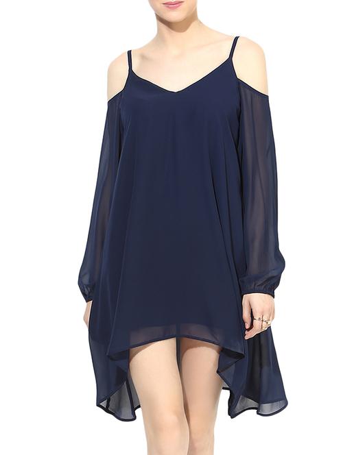 blue georgette off shoulder gypsy dress - 1306189 - Standard Image - 1