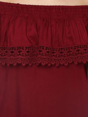 off shoulder lace detail layered top - 13064730 - Standard Image - 4