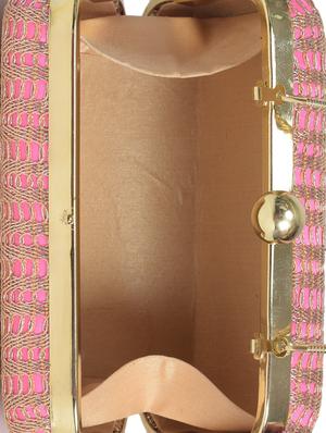 pink and gold embroidered clutch - 1306482 - Standard Image - 4