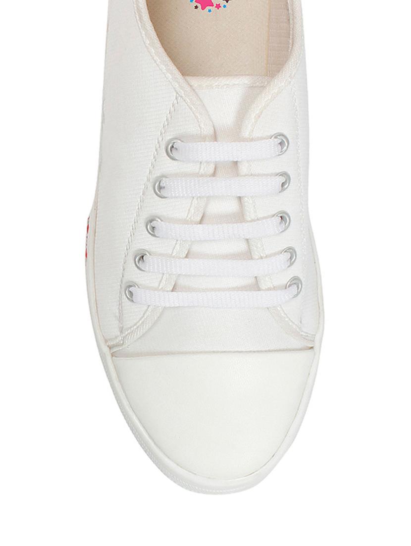white canvas laceup sneakers - 13070126 - Zoom Image - 4