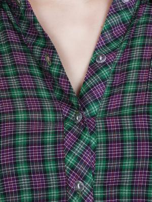 green checkered cotton shirt - 13073538 - Standard Image - 4