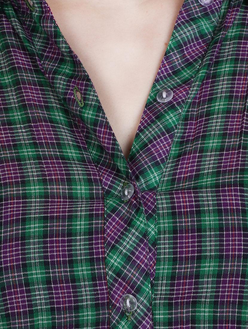 green checkered cotton shirt - 13073538 - Zoom Image - 4