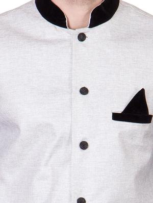 white cotton nehru jacket - 13087042 - Standard Image - 4