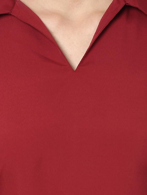 ruffle sleeved contrast binding top - 13087175 - Zoom Image - 4