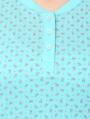 light blue printed cotton henley tee - 13089141 - Standard Image - 4
