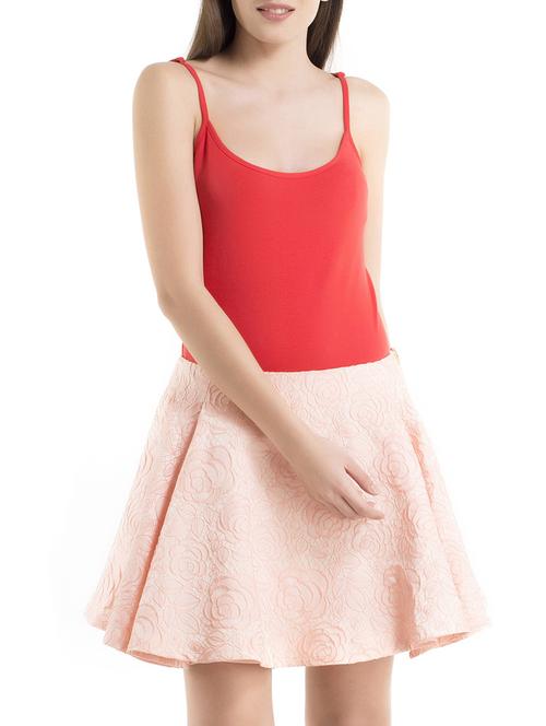 Solid peach floral skater skirt - 13103223 - Very Small Image - 1