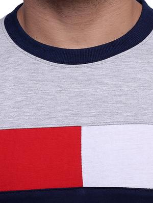 navy blue cotton colour block t-shirt - 13103399 - Standard Image - 4