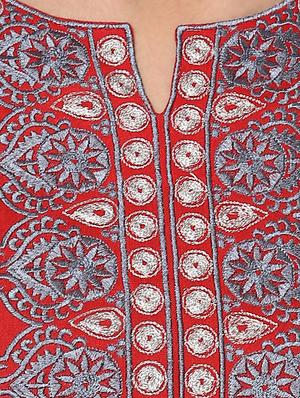 red viscose straight kurti - 13103870 - Standard Image - 4