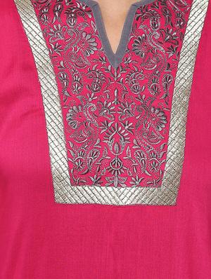 pink rayon straight kurti - 13103872 - Standard Image - 4
