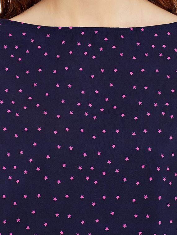 navy blue crepe printed tunic - 13108725 - Zoom Image - 4