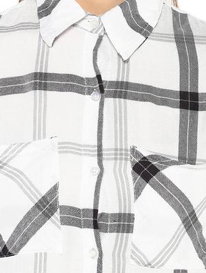 white checkered rayon regular shirt - 13112229 - Standard Image - 4
