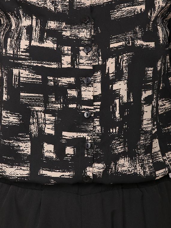 black printed polyester full leg jumpsuit - 13117646 - Zoom Image - 4