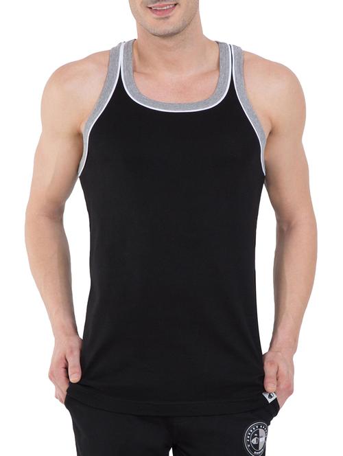 black & grey melange cotton vest - 13121473 - Standard Image - 1