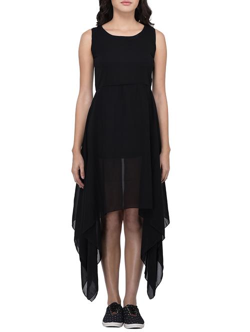 black georgette high low dress - 13123764 - Standard Image - 1