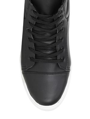 black leatherette lace up sneaker - 13131622 - Standard Image - 4