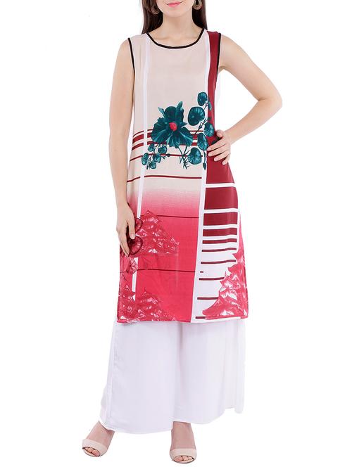 pink crepe straight kurta - 13141221 - Very Small Image - 1