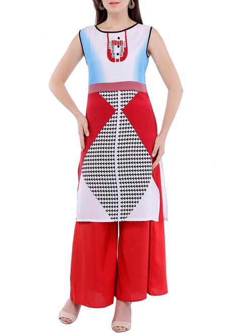multi colored crepe straight kurta - 13141233 - Very Small Image - 1