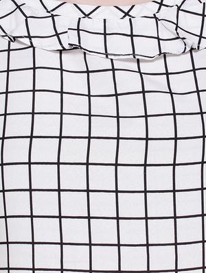 ruffled neckline grid pattern top - 13155888 - Standard Image - 4