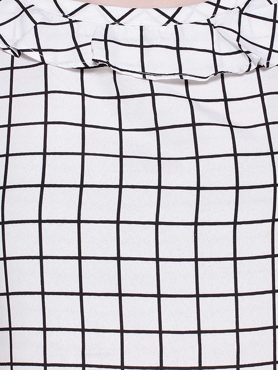 ruffled neckline grid pattern top - 13155888 - Zoom Image - 4