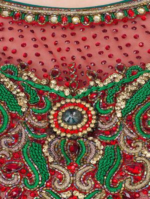 pink net flared suits stitched suit - 13159183 - Standard Image - 4