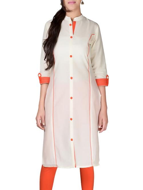 White cotton straight solid kurta - 13160589 - Standard Image - 1