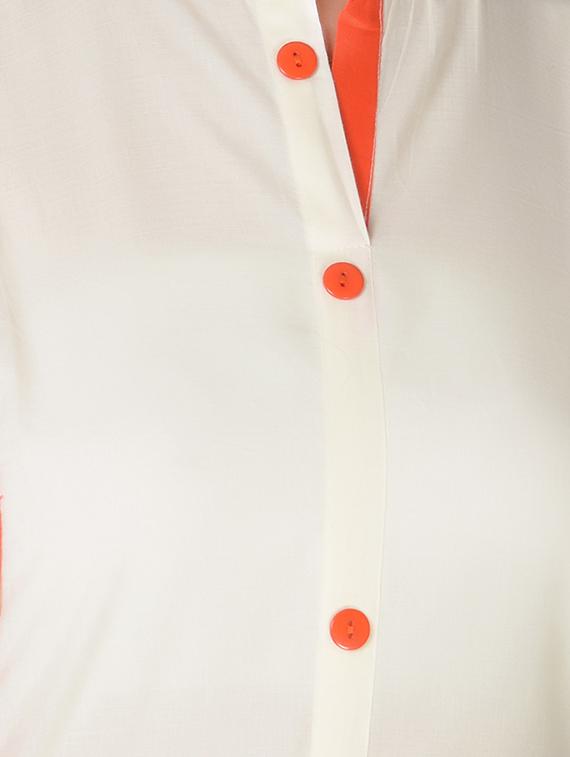 White cotton straight solid kurta - 13160589 - Zoom Image - 4