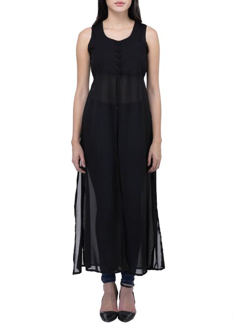 black georgette solid tunic - 13169890 - Standard Image - 1