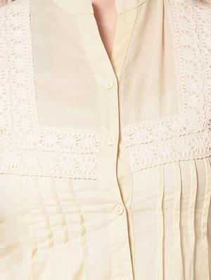 solid cream cotton shirt - 13174154 - Standard Image - 4