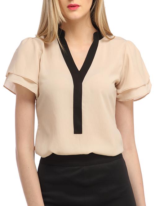 bell sleeved contrast detail top - 13180080 - Standard Image - 1