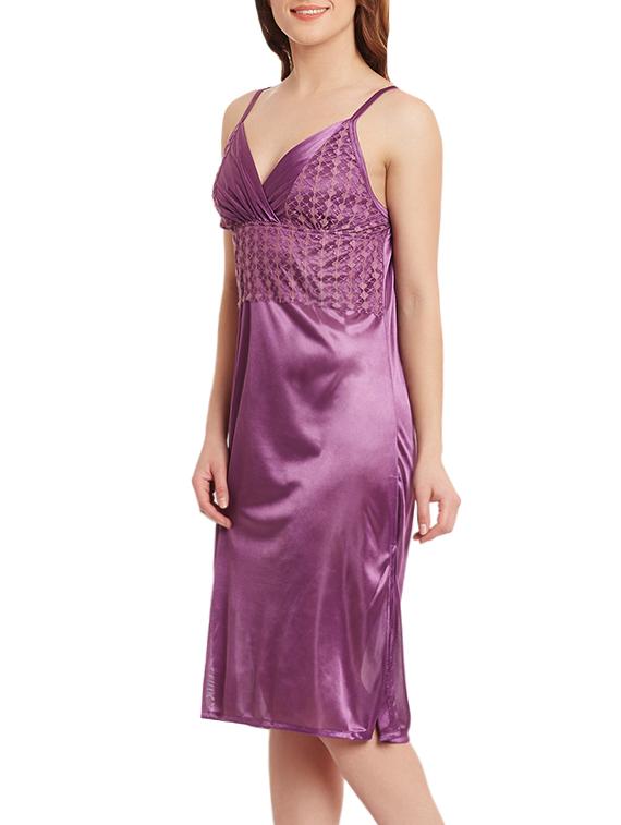 purple satin nightwear set - 13182897 - Zoom Image - 4
