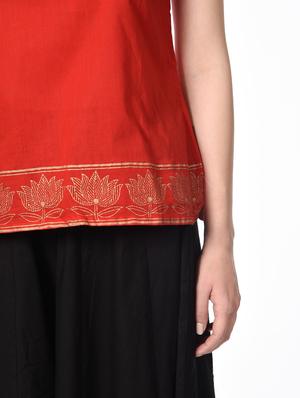Red sleeveless cotton top - 13185740 - Standard Image - 4