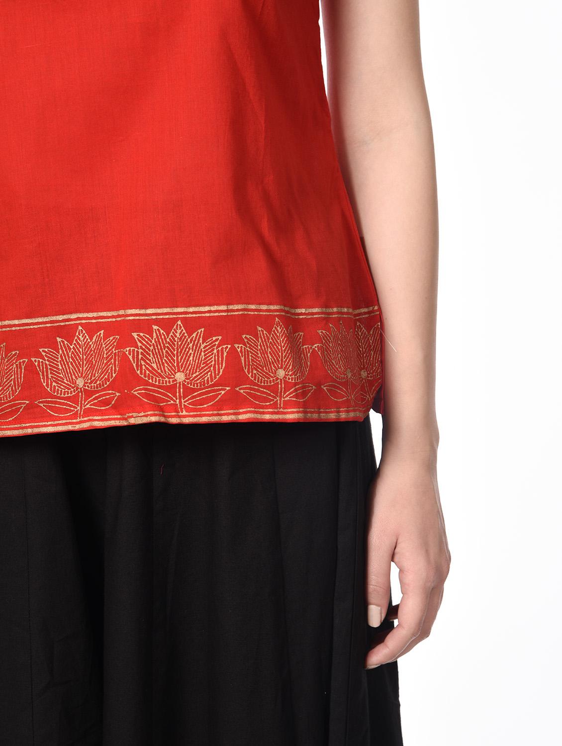 Red sleeveless cotton top - 13185740 - Zoom Image - 4
