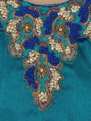 sky blue georgette straight pant suits stitched suit - 13196154 - Standard Image - 4
