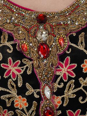 black georgette embroidered flared lehenga - 13196176 - Standard Image - 4