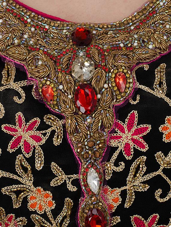 black georgette embroidered flared lehenga - 13196176 - Zoom Image - 4