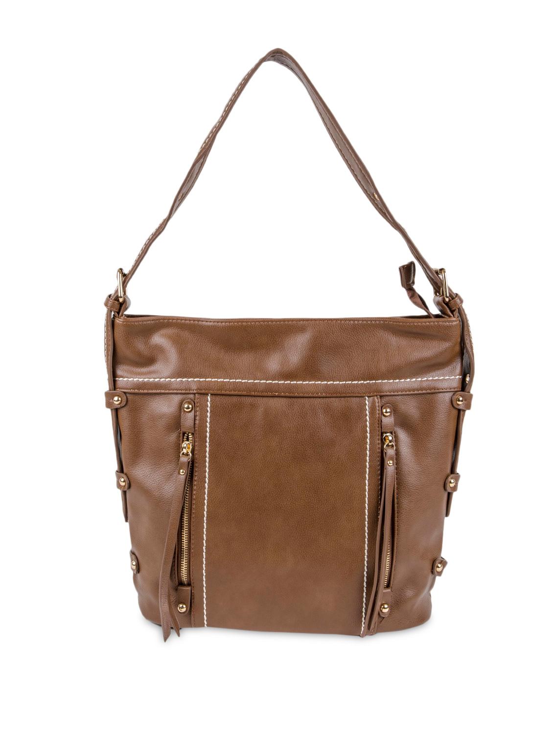 Brown Faux Leather Solids Tote Bag - By