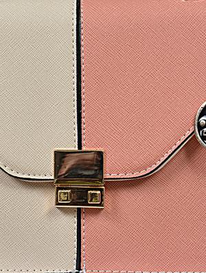 cream and pink faux leatherette clutch - 1321071 - Standard Image - 4