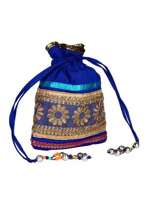 blue polyester ethnic potli - 13215739 - Standard Image - 4