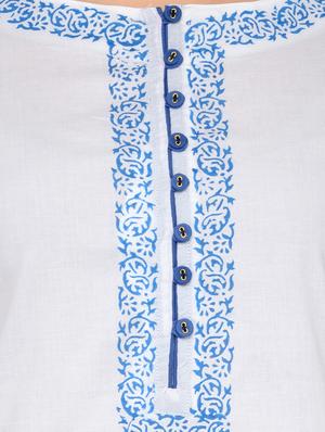 white cotton long kurta - 13248513 - Standard Image - 4