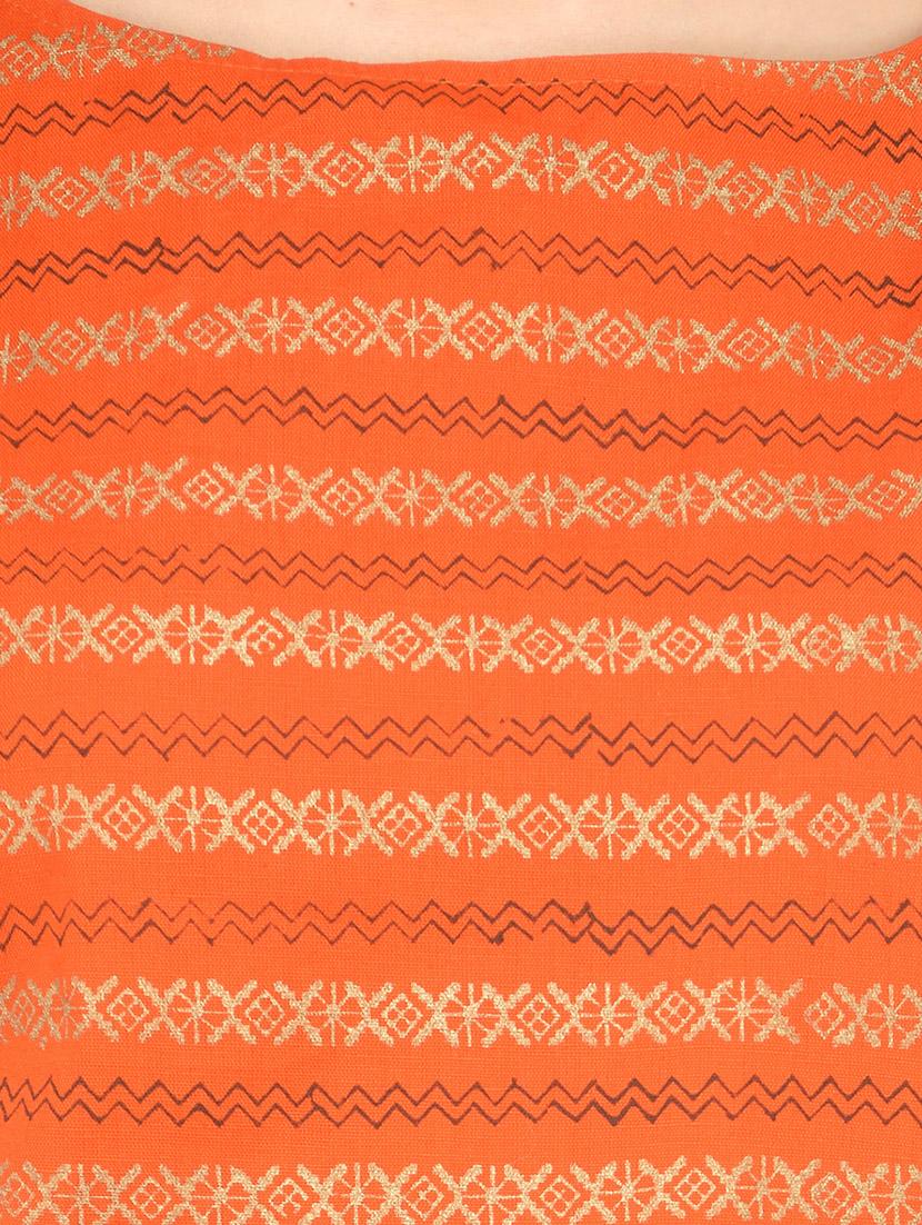orange cotton long kurta - 13248515 - Zoom Image - 4