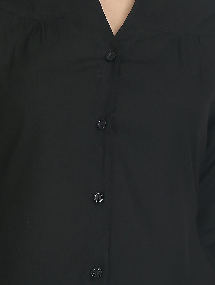 solid black rayon shirt - 13253081 - Zoom Image - 4