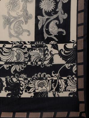 black georgette printed saree with blouse - 13262831 - Standard Image - 4