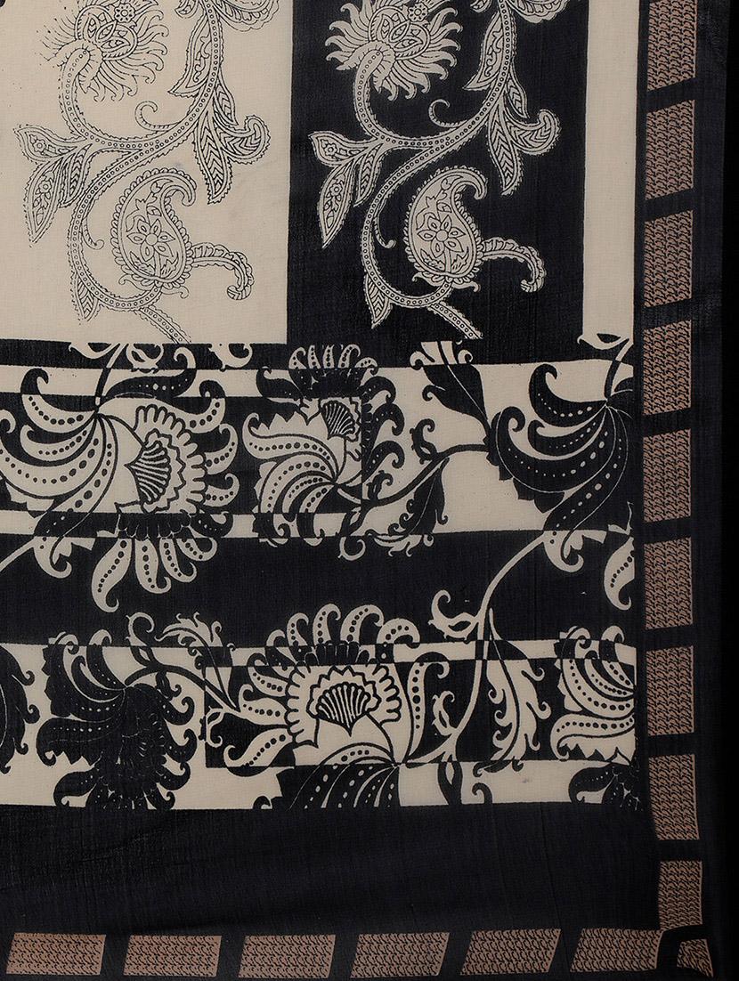 black georgette printed saree with blouse - 13262831 - Zoom Image - 4